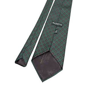 Vintage Burberry's London Men's Silk Tie Green Floral Print